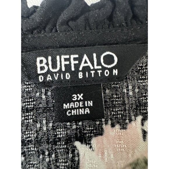 Buffalo David Bitton Shirt Womens 3X Black Floral Short Sleeve Cottagecore Boho - Picture 4 of 11